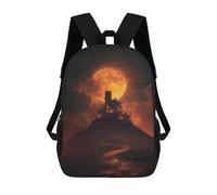 sinyumoney Sac À Dos Pour Enfants, Halloween Castle with Full Moon -2 Sac D'école Grande Capacité Pour Élèves, Sacs À Dos Pour Garçons, Filles, Adultes Et Adolescents 17inch