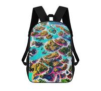 sinyumoney Sac À Dos Pour Enfants, Island Archipelago in Vibrant Colors Sac D'école Grande Capacité Pour Élèves, Sacs À Dos Pour Garçons, Filles, Adultes Et Adolescents 17inch