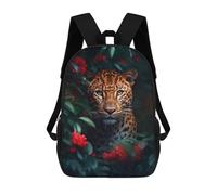 sinyumoney Sac À Dos Pour Enfants Leopard Green Jungle Roses Garçons Et Filles, Sac À Dos De Voyage Pour Adolescents 17inch