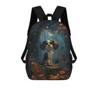 sinyumoney Sac À Dos Pour Enfants, Magical Forest Adventure with Cute Dog Sac D'école Grande Capacité Pour Élèves, Sacs À Dos Pour Garçons, Filles, Adultes Et Adolescents 17inch