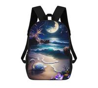 sinyumoney Sac À Dos Pour Enfants, Moonlit Beach Serenity Sac D'école Grande Capacité Pour Élèves, Sacs À Dos Pour Garçons, Filles, Adultes Et Adolescents 17inch