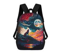 sinyumoney Sac À Dos Pour Enfants Moonlit Wolf Howl Garçons Et Filles, Sac À Dos De Voyage Pour Adolescents 17inch