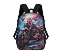 sinyumoney Sac à dos pour enfants motif paysage de moto néon, sac à dos d'école, sac à dos de dessin animé imprimé 3D de grande capacité pour garçons et filles, Neon Motorcycle Dreamscape, 17"
