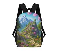 sinyumoney Sac À Dos Pour Enfants Mountain Pathway with Pink Blossoms Garçons Et Filles, Sac À Dos De Voyage Pour Adolescents 17inch