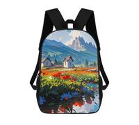 sinyumoney Sac À Dos Pour Enfants, Mountain Serenity with Flowers Sac D'école Grande Capacité Pour Élèves, Sacs À Dos Pour Garçons, Filles, Adultes Et Adolescents 17inch