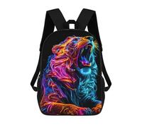 sinyumoney Sac À Dos Pour Enfants, Neon Roaring Lion Artwork Sac D'école Grande Capacité Pour Élèves, Sacs À Dos Pour Garçons, Filles, Adultes Et Adolescents 17inch