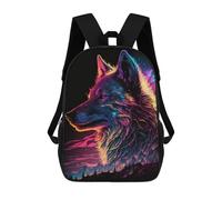 sinyumoney Sac À Dos Pour Enfants Neon Wolf Portrait-7 Garçons Et Filles, Sac À Dos De Voyage Pour Adolescents 17inch