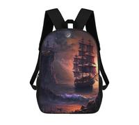 sinyumoney Sac À Dos Pour Enfants Pirate Ship at Sunset Garçons Et Filles, Sac À Dos De Voyage Pour Adolescents 17inch