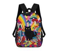 sinyumoney Sac À Dos Pour Enfants, Psychedelic Mushroom Cat Art Print-2 Sac D'école Grande Capacité Pour Élèves, Sacs À Dos Pour Garçons, Filles, Adultes Et Adolescents 17inch