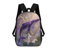 sinyumoney Sac À Dos Pour Enfants, Purple Whale with Flowers-1 Sac D'école Grande Capacité Pour Élèves, Sacs À Dos Pour Garçons, Filles, Adultes Et Adolescents 17inch