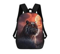 sinyumoney Sac À Dos Pour Enfants Roaring Tiger Under Moonlit Sky Garçons Et Filles, Sac À Dos De Voyage Pour Adolescents 17inch
