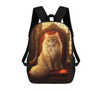 sinyumoney Sac À Dos Pour Enfants Royal Cat Throne Decor Garçons Et Filles, Sac À Dos De Voyage Pour Adolescents 17inch