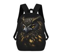sinyumoney Sac à dos pour enfants Sac à dos d'école Sac à dos d'école 3D Sac à dos d'école pour enfants Sacs d'école Sac à dos tendance avec poche Sac à livres, Owl Black Gold, 17"