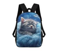 sinyumoney Sac à dos pour enfants, sac à dos d'écolier avec grande capacité pour étudiants, garçons, filles, adultes et adolescents, Sleeping Cloud Kitten, 17"