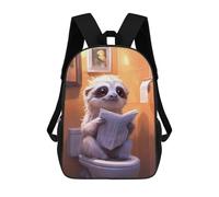 sinyumoney Sac À Dos Pour Enfants, Sloth Reading on Toilet Funny Sac D'école Grande Capacité Pour Élèves, Sacs À Dos Pour Garçons, Filles, Adultes Et Adolescents 17inch