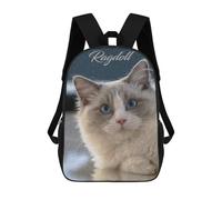 sinyumoney Sac à dos pour enfants Œuvre d'art en gelée colorée pour garçons et filles, sac à dos pour enfants, sac à dos de voyage, sac à dos d'école pour adolescents, Portrait de chat Ragdoll, 17"