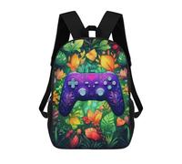 sinyumoney Sac À Dos Pour Enfants, Vibrant Floral Game Controller Artwork Sac D'école Grande Capacité Pour Élèves, Sacs À Dos Pour Garçons, Filles, Adultes Et Adolescents 17inch