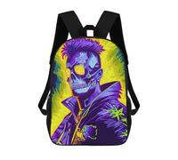 sinyumoney Sac À Dos Pour Enfants Vibrant Neon Skull Artwork Garçons Et Filles, Sac À Dos De Voyage Pour Adolescents 17inch