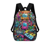 sinyumoney Sac À Dos Pour Enfants, Vibrant Retro Gaming Collage -2 Sac D'école Grande Capacité Pour Élèves, Sacs À Dos Pour Garçons, Filles, Adultes Et Adolescents 17inch