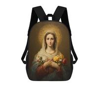 sinyumoney Sac À Dos Pour Enfants Virgin Mary Holding Flowers Garçons Et Filles, Sac À Dos De Voyage Pour Adolescents 17inch