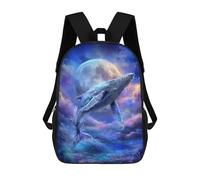 sinyumoney Sac À Dos Pour Enfants Whale Moon Sky Painting Garçons Et Filles, Sac À Dos De Voyage Pour Adolescents 17inch