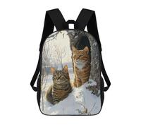 sinyumoney Sac À Dos Pour Enfants, Winter Cats in Snowscape Sac D'école Grande Capacité Pour Élèves, Sacs À Dos Pour Garçons, Filles, Adultes Et Adolescents 17inch