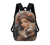 sinyumoney Sac À Dos Pour Enfants, Winter Cats Warmth Scene Sac D'école Grande Capacité Pour Élèves, Sacs À Dos Pour Garçons, Filles, Adultes Et Adolescents 17inch
