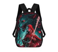 sinyumoney Sac À Dos Pour Enfants, Wolf And Red Cloak Sac D'école Grande Capacité Pour Élèves, Sacs À Dos Pour Garçons, Filles, Adultes Et Adolescents 17inch