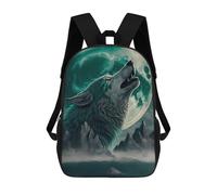 sinyumoney Sac À Dos Pour Enfants Wolf Howling at Moon Garçons Et Filles, Sac À Dos De Voyage Pour Adolescents 17inch