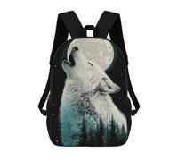 sinyumoney Sac À Dos Pour Enfants, Wolf Howling at Moon Poster Sac D'école Grande Capacité Pour Élèves, Sacs À Dos Pour Garçons, Filles, Adultes Et Adolescents 17inch