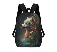 sinyumoney Sac À Dos Pour Enfants, Wolf in Flowers Sac D'école Grande Capacité Pour Élèves, Sacs À Dos Pour Garçons, Filles, Adultes Et Adolescents 17inch