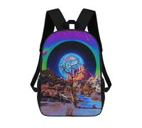 sinyumoney Sac à dos Rainbow Tigre in Flames Sac à dos d'école pour enfants Grand sac à dos pour l'école Sac à livres 3D Cadeau pour enfants, Alien Desert Planet, 17"
