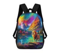 sinyumoney Sac à dos Rainbow Tigre in Flames Sac à dos d'école pour enfants Grand sac à dos pour l'école Sac à livres 3D Cadeau pour enfants, Rainbow Mountain Lion Serenity, 17"
