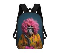 sinyumoney Sac À Dos Scolaire A Gorilla with Curly Hair Sac À Dos Scolaire Enfant Imprimé En 3D, Sac De Voyage Tendance, Sac D'école Garçon 17inch