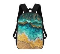 sinyumoney Sac À Dos Scolaire Abstract Ocean Waves Kintsugi Art Sac À Livres Pour Garçons Et Filles, Sac D'école, Sac Pour Étudiants, Sac De Voyage D'affaires, Sac De Travail 17inch