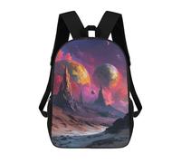 sinyumoney Sac À Dos Scolaire Alien Landscape with Planets Sac À Livres Pour Garçons Et Filles Sac D'école Sac Pour L'université Sac De Voyage D'affaires Sac De Travail 17inch