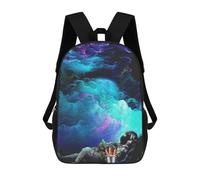 sinyumoney Sac À Dos Scolaire Astronaut in Space with Ice Bucket Sac À Dos Scolaire Enfant Imprimé En 3D, Sac De Voyage Tendance, Sac D'école Garçon 17inch