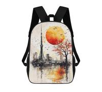 sinyumoney Sac À Dos Scolaire Autumn Harmony Tokyo Tower at Sunset Sac À Dos Scolaire Enfant Imprimé En 3D, Sac De Voyage Tendance, Sac D'école Garçon 17inch
