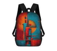 sinyumoney Sac À Dos Scolaire Bauhaus Abstract Geometry - Vertical Blocks in Red, Teal & Gold Sac À Dos Scolaire Enfant Imprimé En 3D, Sac De Voyage Tendance, Sac D'école Garçon 17inch