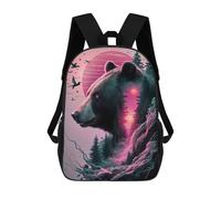 sinyumoney Sac À Dos Scolaire Bear Pink Silhouette Fores Sac À Dos Scolaire Enfant Imprimé En 3D, Sac De Voyage Tendance, Sac D'école Garçon 17inch