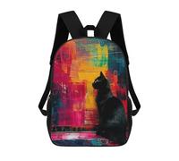 sinyumoney Sac À Dos Scolaire Black Cat on Abstract Background Sac À Dos Scolaire Enfant Imprimé En 3D, Sac De Voyage Tendance, Sac D'école Garçon 17inch