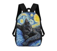 sinyumoney Sac À Dos Scolaire Black Cat Sleeping Night Sac À Dos Scolaire Enfant Imprimé En 3D, Sac De Voyage Tendance, Sac D'école Garçon 17inch