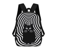 sinyumoney Sac À Dos Scolaire Black White Hypno Cat Sac À Livres Pour Garçons Et Filles, Sac D'école, Sac Pour Étudiants, Sac De Voyage D'affaires, Sac De Travail 17inch
