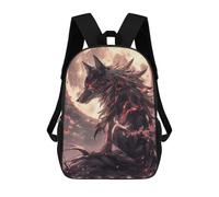 sinyumoney Sac À Dos Scolaire Black Wolf Anime Painting Sac À Livres Pour Garçons Et Filles, Sac D'école, Sac Pour Étudiants, Sac De Voyage D'affaires, Sac De Travail 17inch