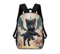 sinyumoney Sac À Dos Scolaire Black Wolf Dragon Puppy Sac À Dos Scolaire Enfant Imprimé En 3D, Sac De Voyage Tendance, Sac D'école Garçon 17inch