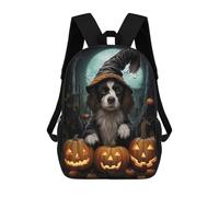 sinyumoney Sac À Dos Scolaire Border Collie Halloween Sac À Dos Scolaire Enfant Imprimé En 3D, Sac De Voyage Tendance, Sac D'école Garçon 17inch