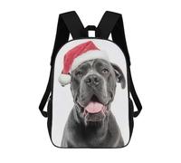 sinyumoney Sac À Dos Scolaire Cane Corso Dog with Santa Hat Portrait Sac À Dos Scolaire Enfant Imprimé En 3D, Sac De Voyage Tendance, Sac D'école Garçon 17inch