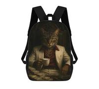sinyumoney Sac À Dos Scolaire Cat Boss with Money And Cigar Sac À Dos Scolaire Enfant Imprimé En 3D, Sac De Voyage Tendance, Sac D'école Garçon 17inch