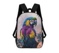 sinyumoney Sac À Dos Scolaire Colorful Parrot in Low Poly Style Sac À Dos Scolaire Enfant Imprimé En 3D, Sac De Voyage Tendance, Sac D'école Garçon 17inch