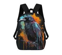 sinyumoney Sac À Dos Scolaire Colorful Raven With Drips Sac À Livres Pour Garçons Et Filles, Sac D'école, Sac Pour Étudiants, Sac De Voyage D'affaires, Sac De Travail 17inch